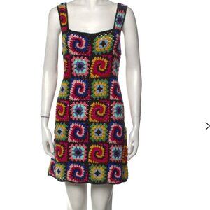 STAUD - Psychedelic Cotton Crochet Dress - Size M
